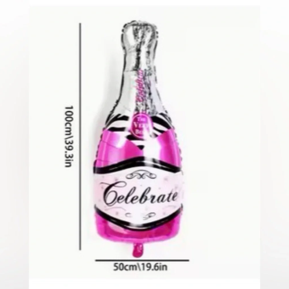 EXTRA LARGE Mylar Pink ‘Celebrate’ Champagne Bottle Balloon